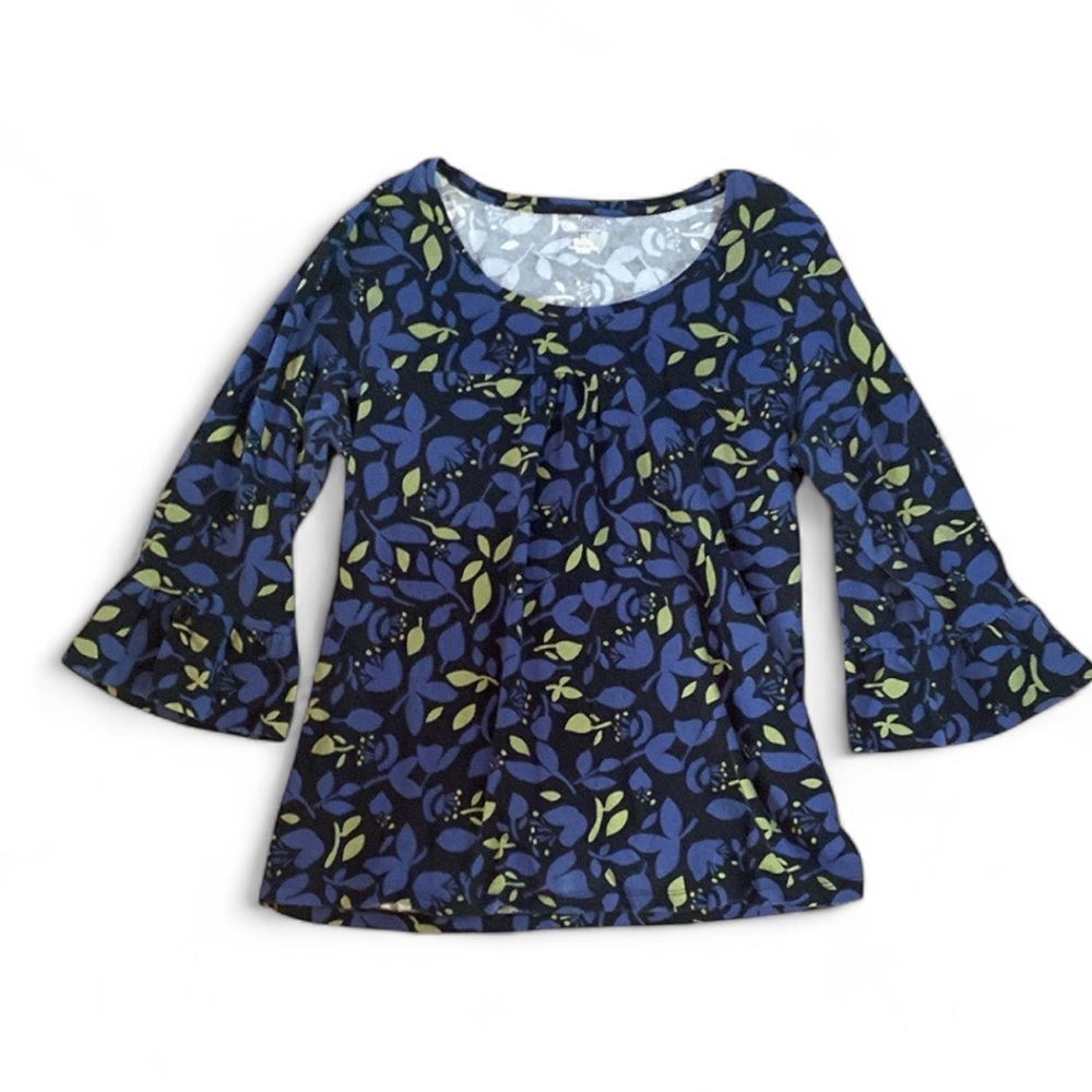 Floral Blue and Green Women's Top